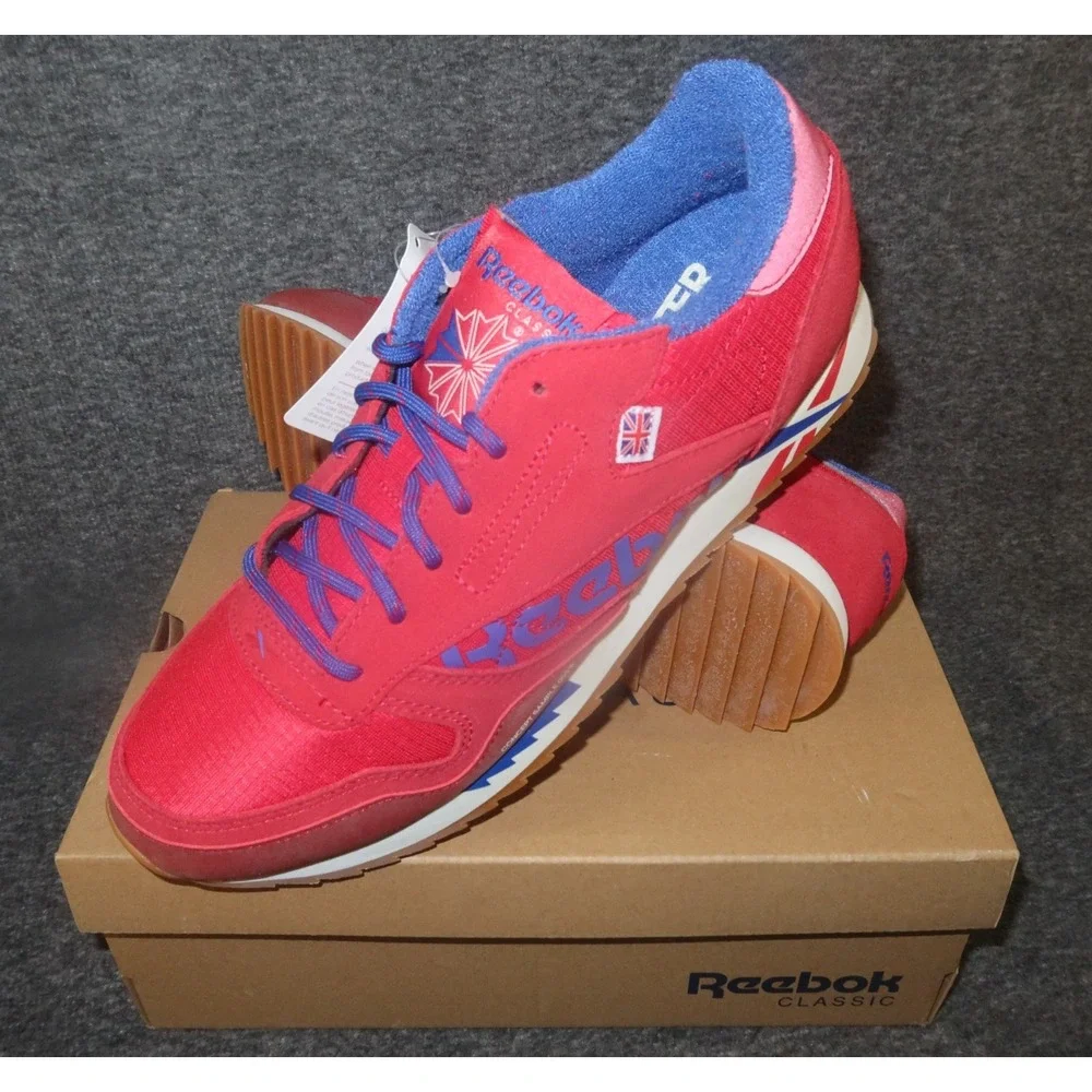 Reebok Classic Icon Suede Leather Ripple Red Blue Unisex 10 New- limited edition